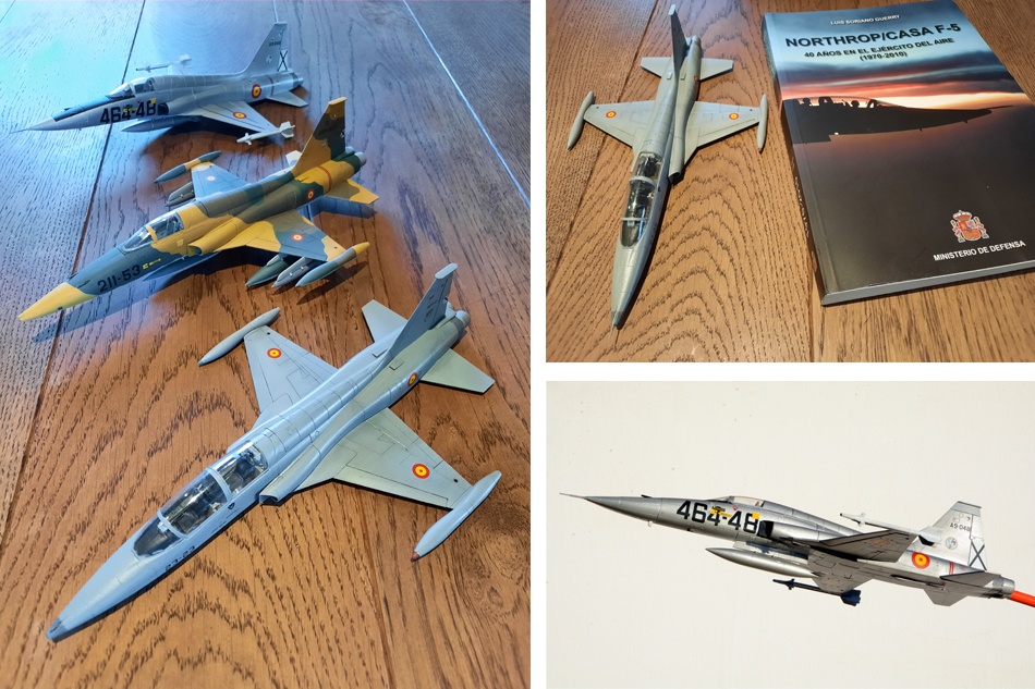 Scale models of the three Spanish F-5 variants used as painting references