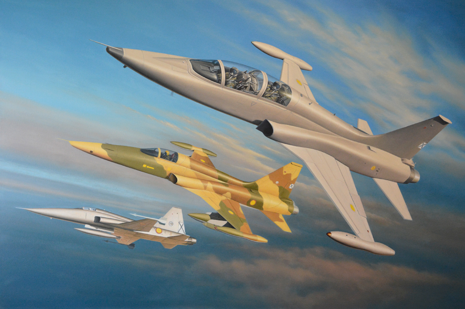 F-5 painting with the middle layers of oil paint applied
